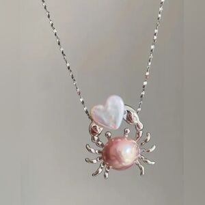 Adorable faux Pearl Crab necklace